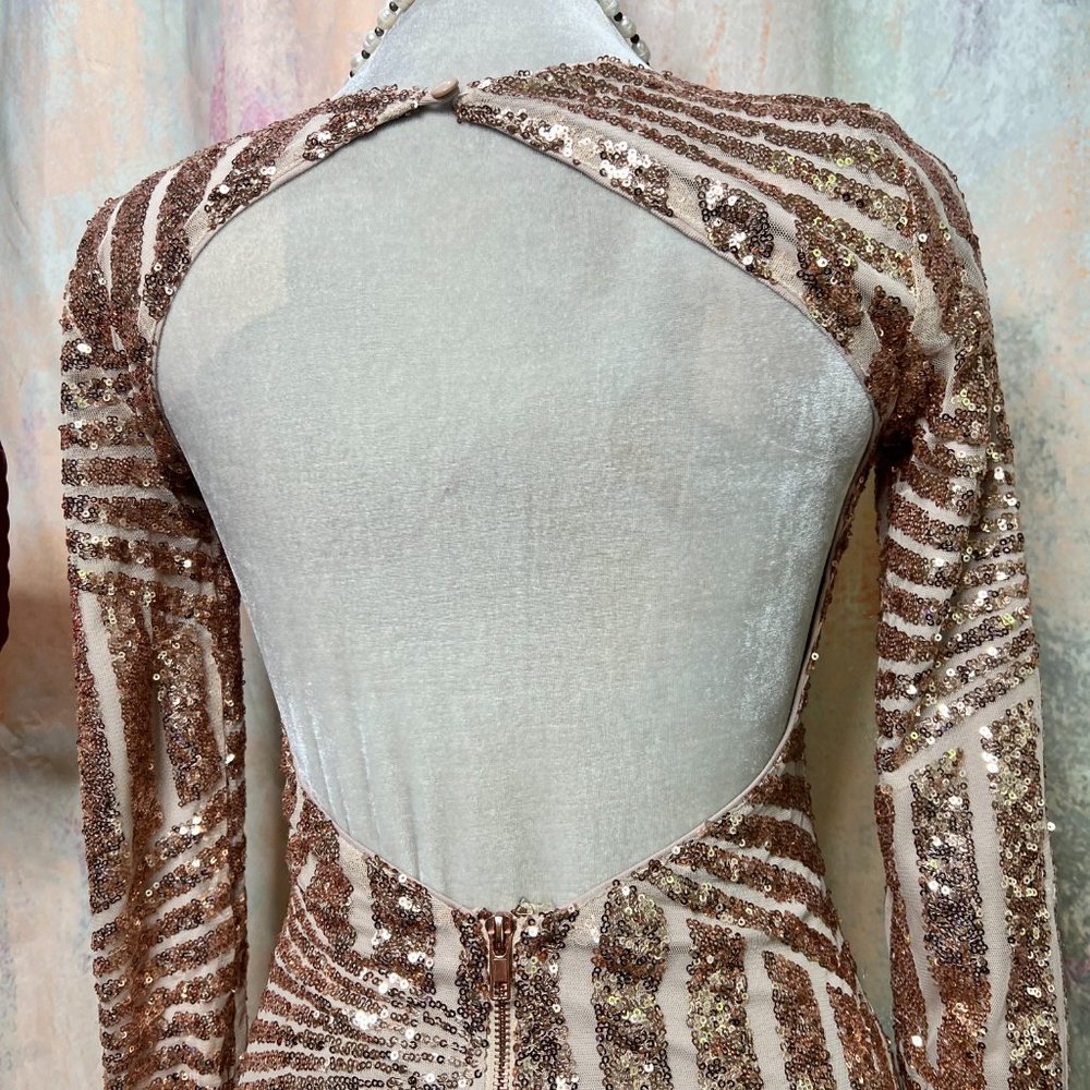 📌Xenia Boutique Rose Gold Mini Sequin Bodycon Formal - Ball - Prom Dress - Picture 9 of 16